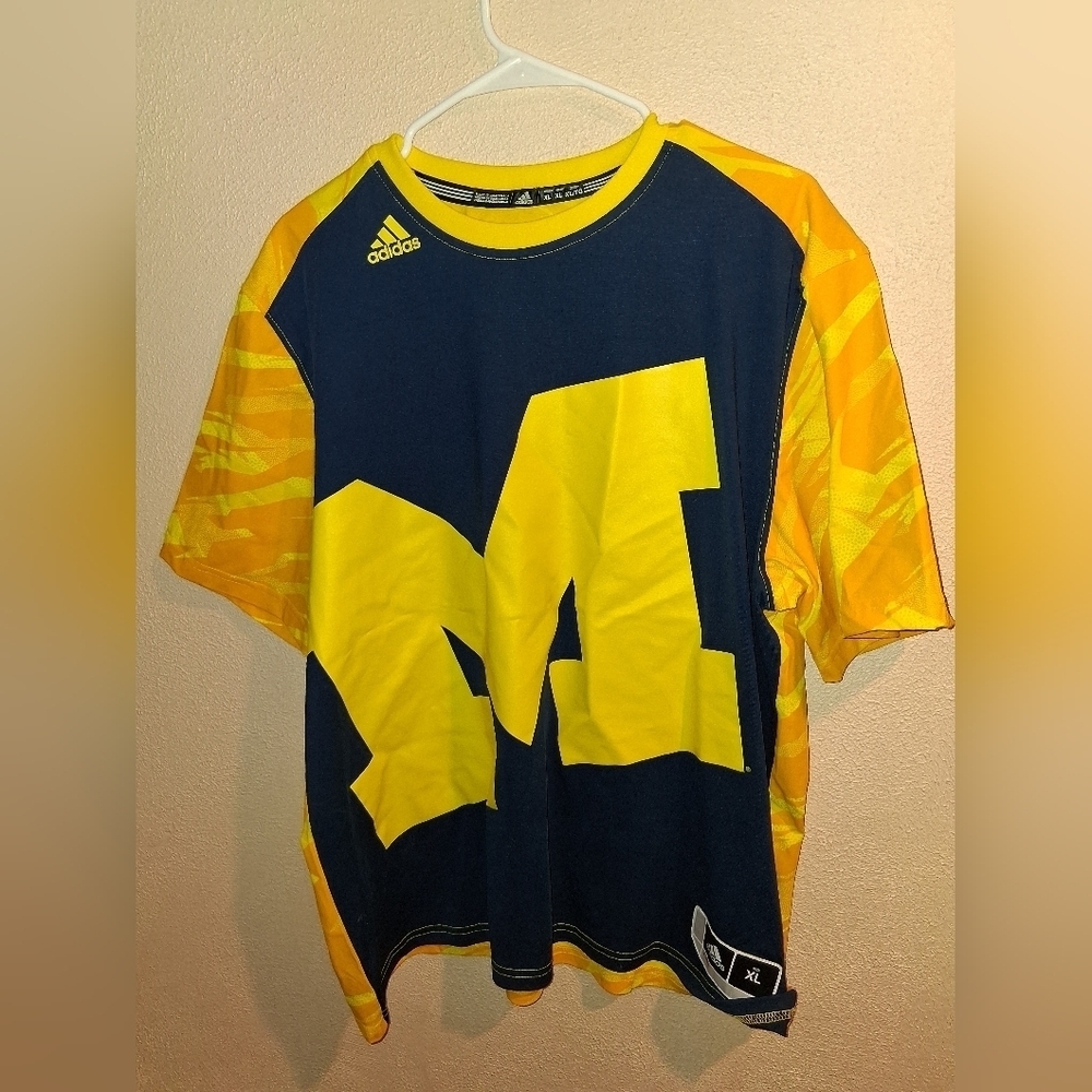Adidas Michigan Wolverines Maze Blue Jersey Short Sleeve XL
